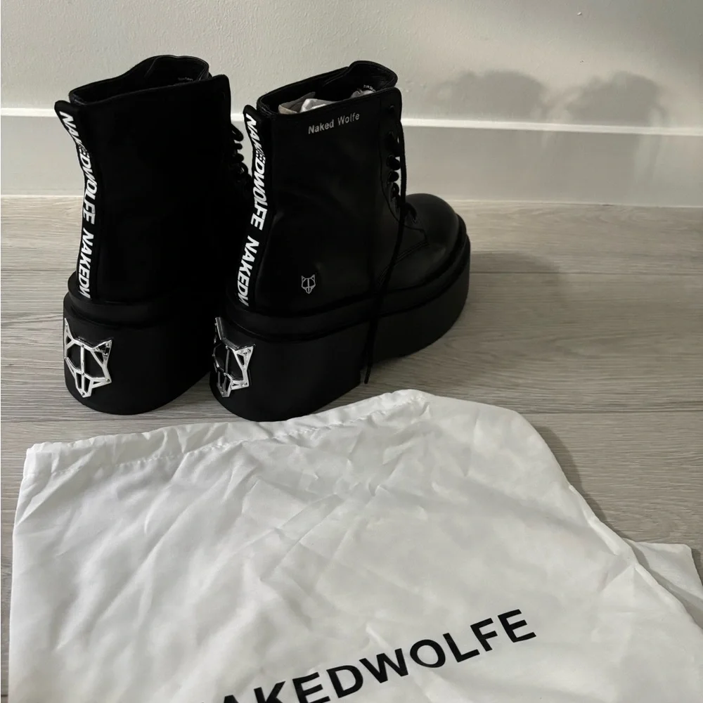 Naked Wolfe Black Platform Ankle Boots - Picture 11 of 15